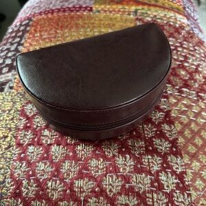 Small Leather Jewelry Case, Dark Brown, New Condition